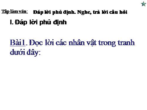 Tuần 24. Đáp lời phủ định. Nghe - trả lời câu hỏi