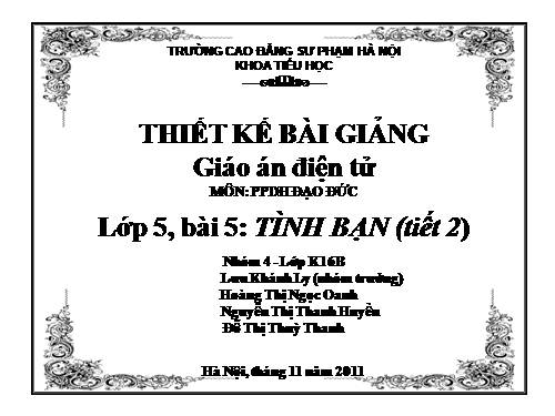 Bài 5. Tình bạn