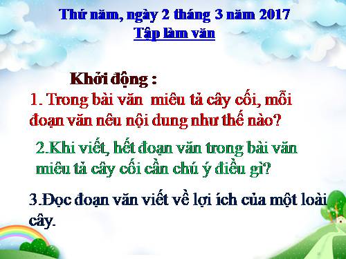 Tuần 24. Luyện tập xây dựng đoạn văn miêu tả cây cối