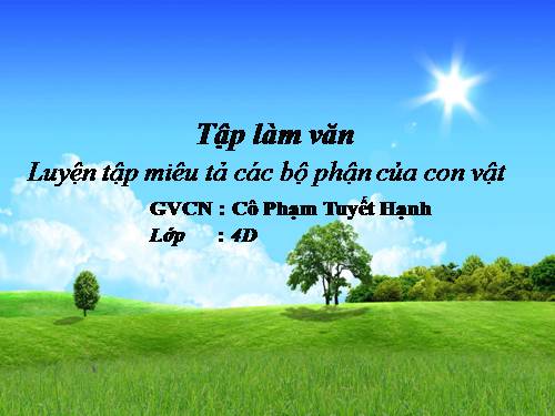 Tuần 31. Luyện tập miêu tả các bộ phận của con vật