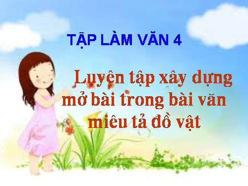 Tuần 19. Luyện tập xây dựng mở bài trong bài văn miêu tả đồ vật