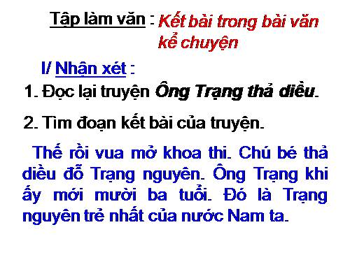 Tuần 12. Kết bài trong bài văn kể chuyện