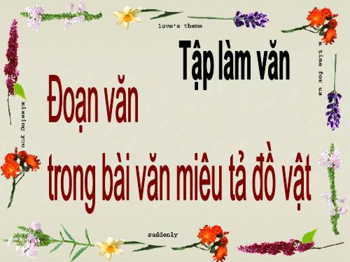 Tuần 17. Đoạn văn trong bài văn miêu tả đồ vật