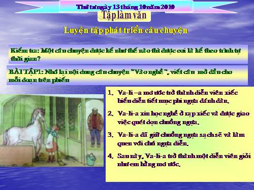 Tuần 7-8-9. Luyện tập phát triển câu chuyện