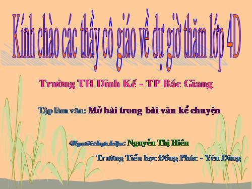 Tuần 11. Mở bài trong bài văn kể chuyện