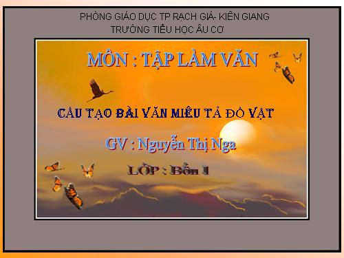 Tuần 14. Cấu tạo bài văn miêu tả đồ vật