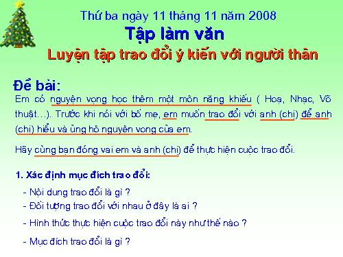 Tuần 9-11. Luyện tập trao đổi ý kiến với người thân