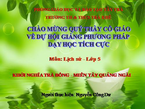 Giáo án Lịch sử: Khởi nghĩa Trà Bồng và miền tây quảng Ngãi