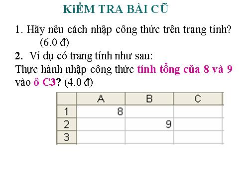 Sử dụng các hàm để tính toán