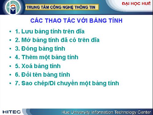Giáo trình giảng dạy EXCEL