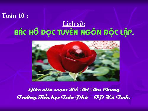 Bài 10. Bác Hồ đọc tuyên ngôn Độc lập