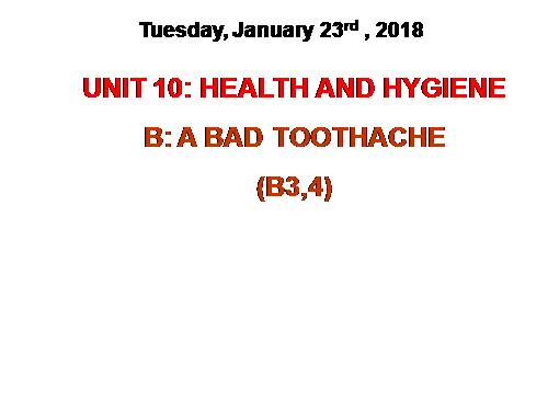 Unit 10. Health and hygiene