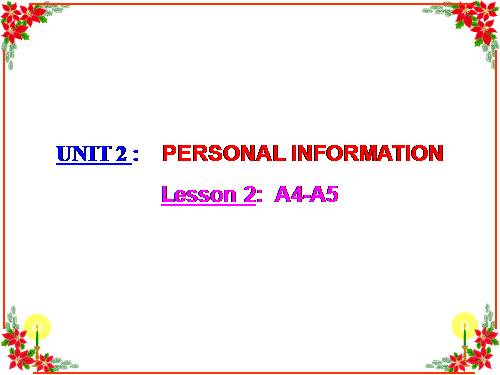 Unit 2. Personal information