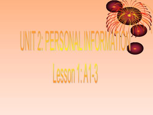 Unit 2. Personal information