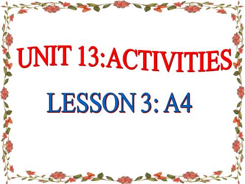 Unit 13. Activities