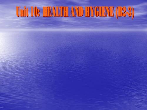 Unit 10. Health and hygiene