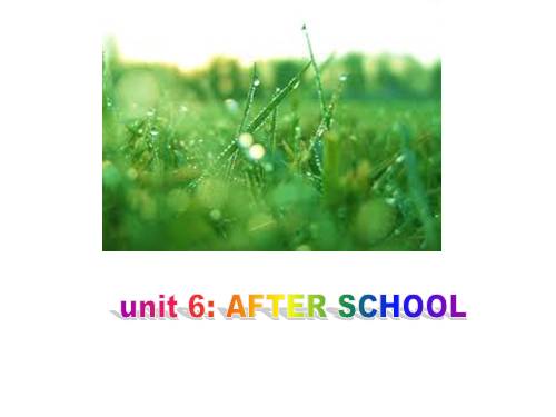 Unit 6. After school