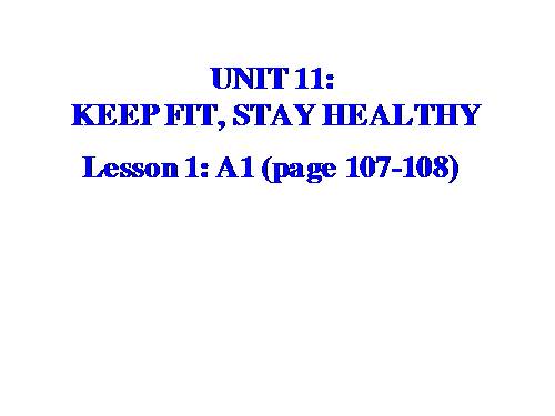 Unit 11. Keep fit, stay healthy