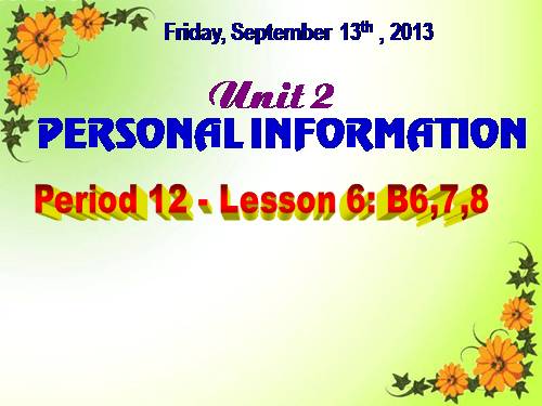 Unit 2. Personal information