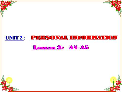 Unit 2. Personal information