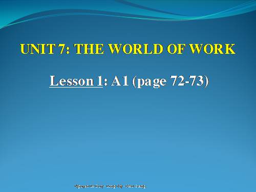 Unit 7. The world of work