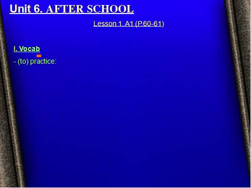 Unit 6. After school