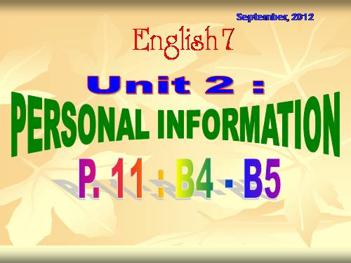 Unit 2. Personal information