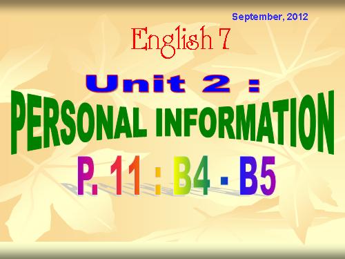 Unit 2. Personal information