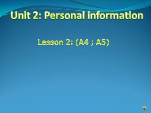 Unit 2. Personal information