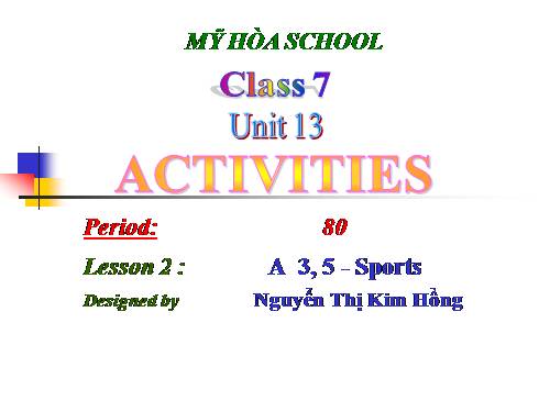 Unit 13. Activities