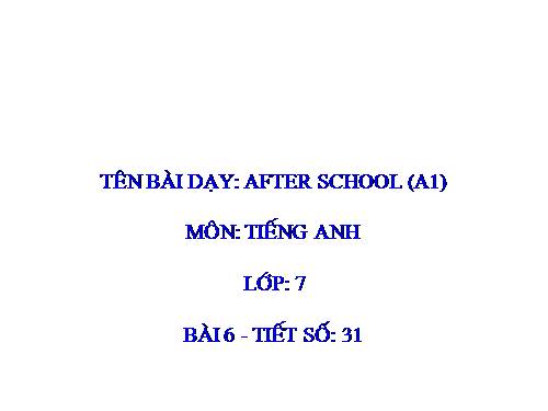 Unit 6. After school