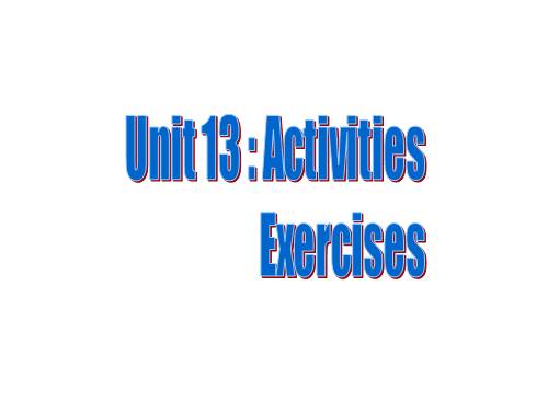 Unit 13. Activities