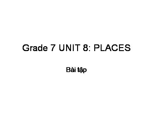 Unit 8. Places