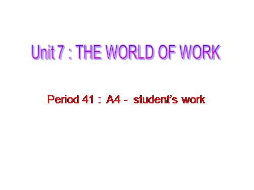 Unit 7. The world of work
