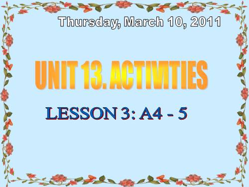 Unit 13. Activities