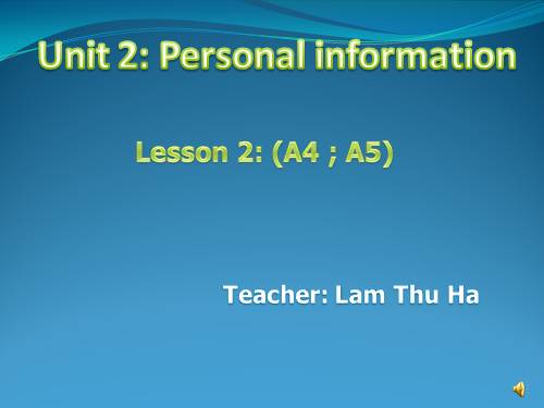 Unit 2. Personal information