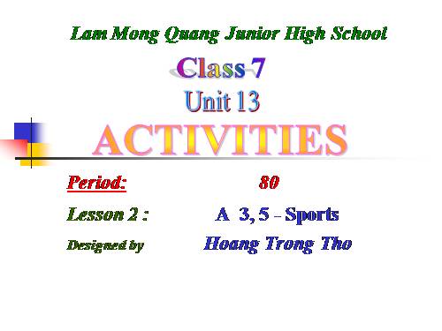 Unit 13. Activities