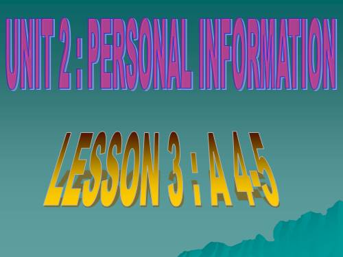 Unit 2. Personal information