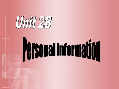 Unit 2. Personal information