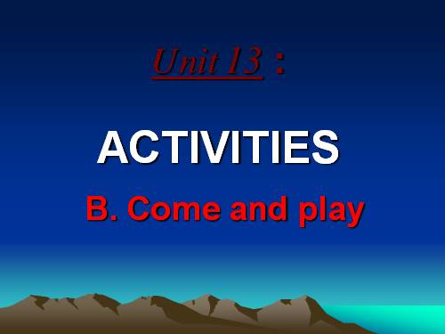 Unit 13. Activities