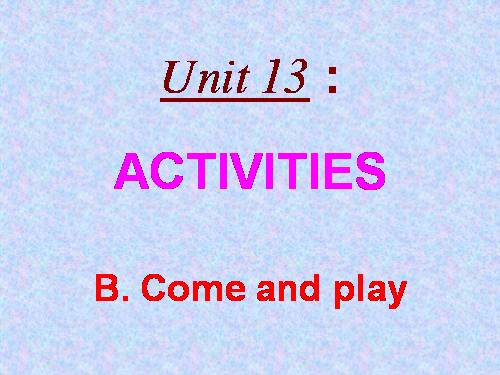 Unit 13. Activities