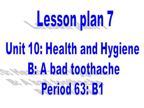 Unit 10. Health and hygiene