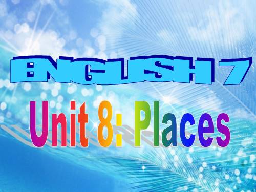 Unit 8. Places