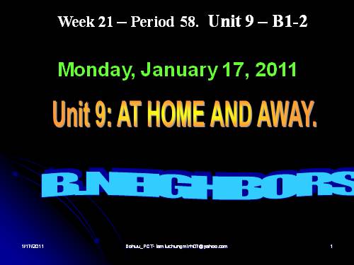 Unit 9. At home and away