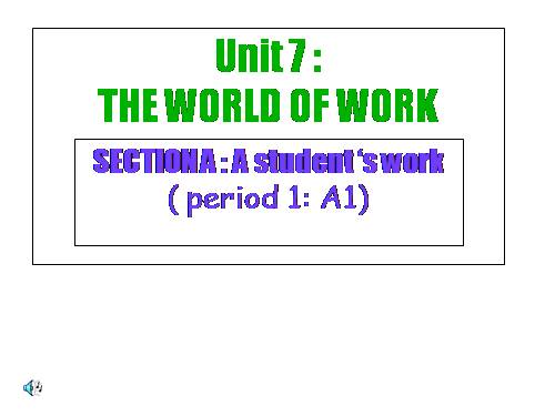 Unit 7. The world of work