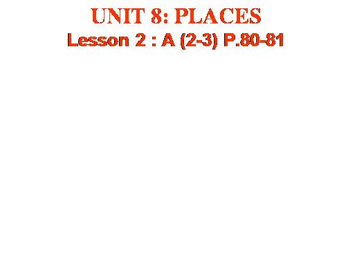 Unit 8. Places