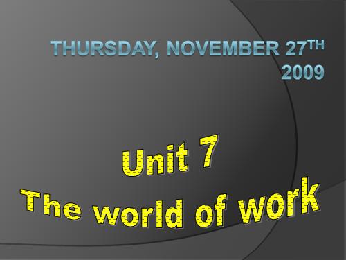 Unit 7. The world of work