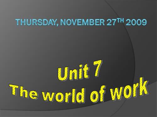 Unit 7. The world of work