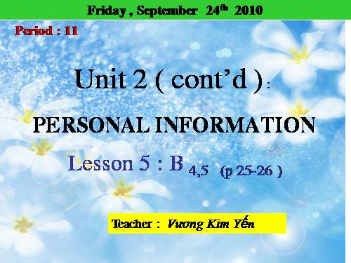 Unit 2. Personal information