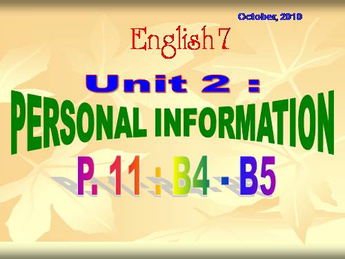 Unit 2. Personal information